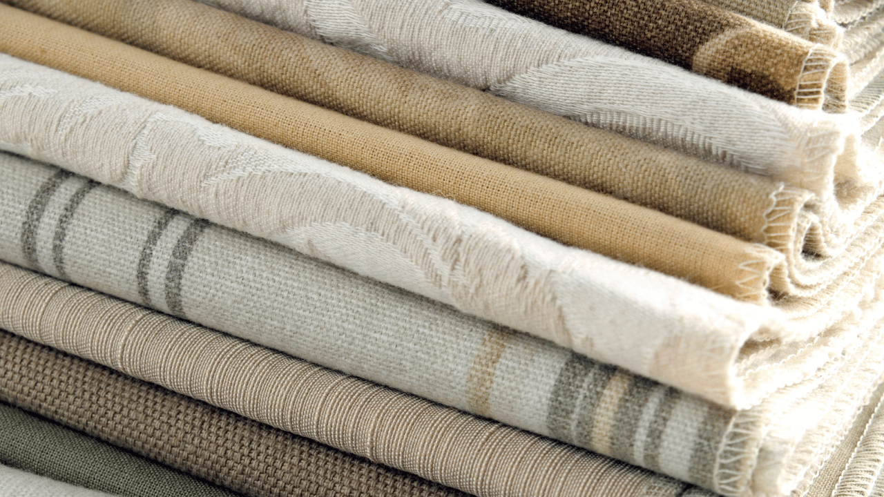 Fabric swatches for upholstery and soft furnishings and drapes